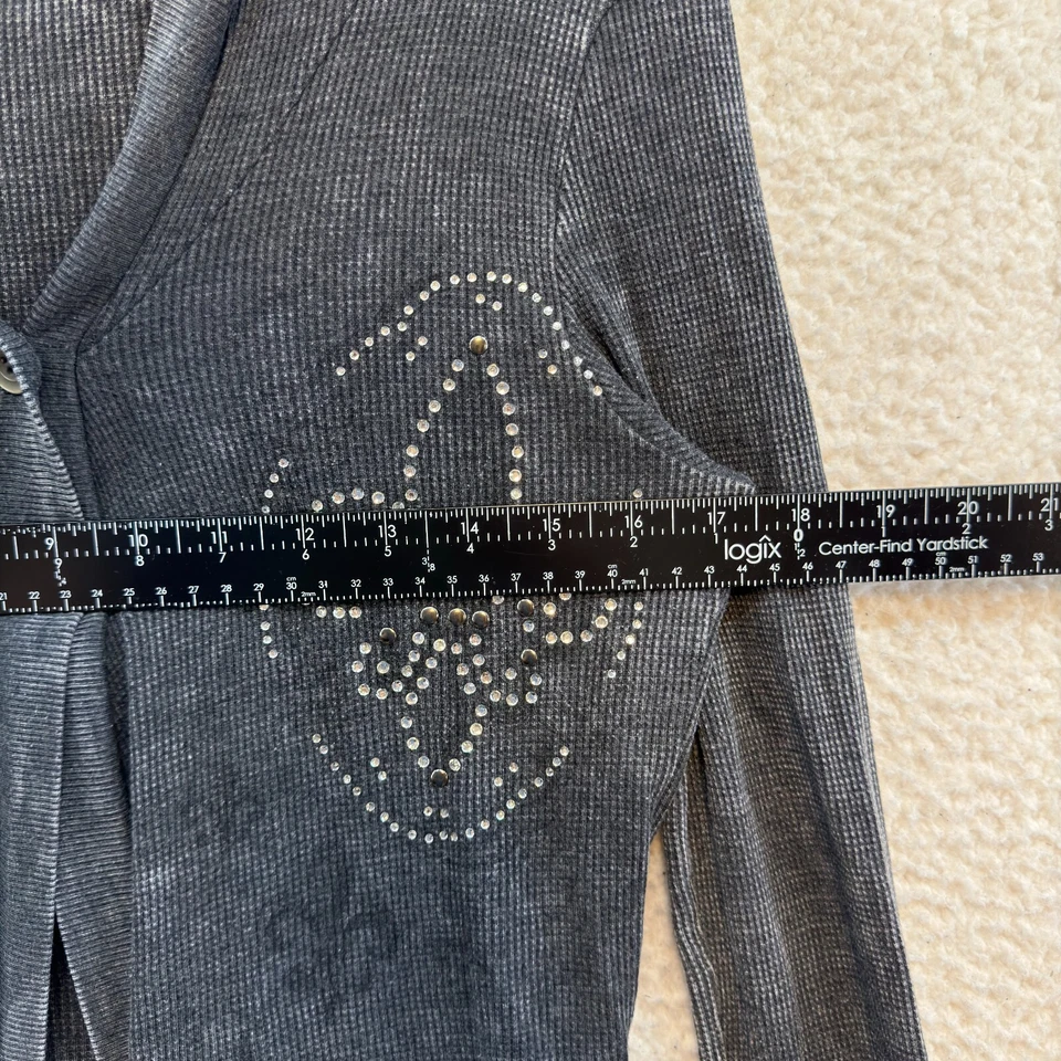 Cárdigan Suéter Y2K Vintage Pequeño Gris Capucha Estrás Bling Cyber Fairy Grunge Foto 4 de 4