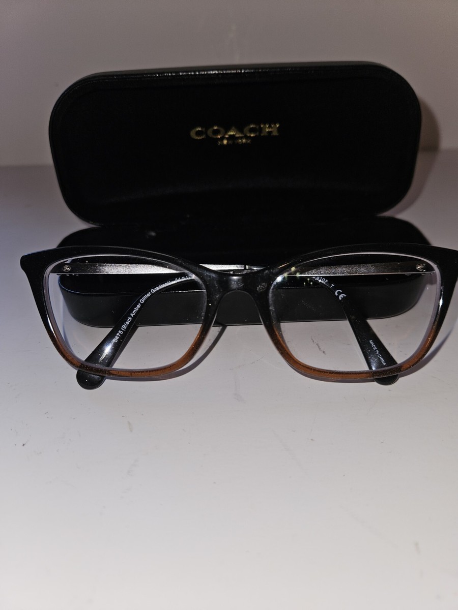 Coach Eyeglasses HC 6107 5475 Black Amber Glitter Frame 54  display picture 1