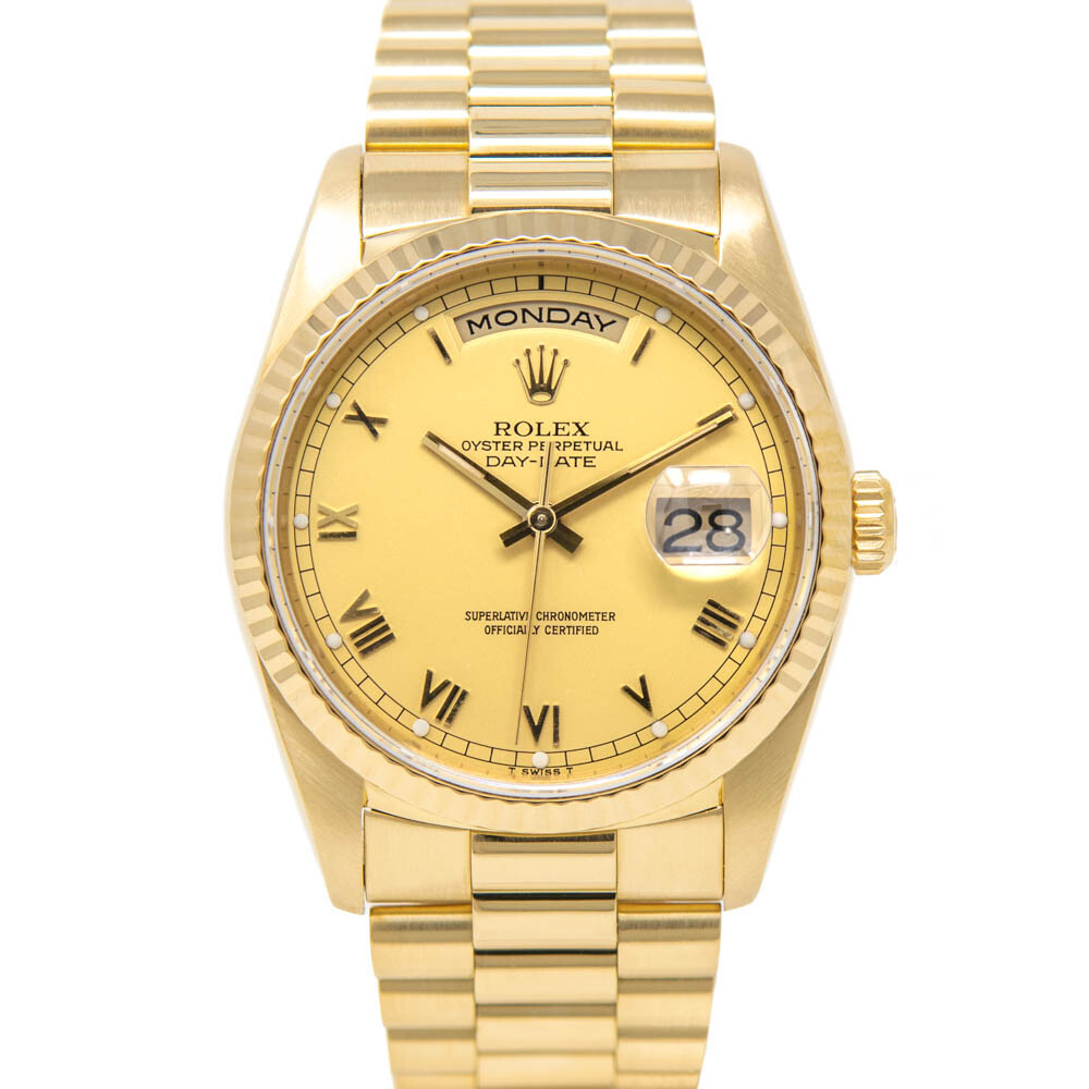 Rolex Day-Date President Yellow Gold 18238 Champagne Roman - Pre-owned