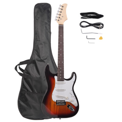 6 Strings Right Handed Electric Guitar with Gig Bag Strap Cord Accessories