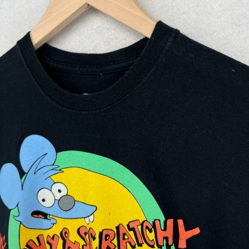 THE SIMPSONS Shirt Adult M ITCHY & SCRATCHY Cotton Jersey Short Sleeve Black - Picture 7 of 12