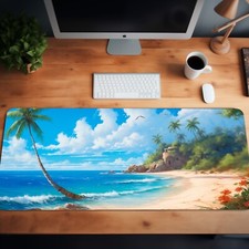 Tropical Mouse Pad, Sunny Beach Mouse Mat, Large XL Deskmat, Gaming Mouse Pad