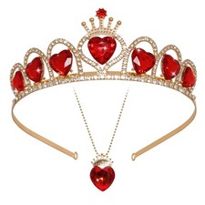 Descendant Gold Tiara Red Heart Crowns Necklace Rise of Red Jewelry Queen of ...