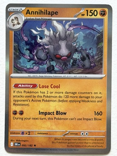 Annihilape 92/182 Destined Rivals Rare Holo Near Mint Pokemon