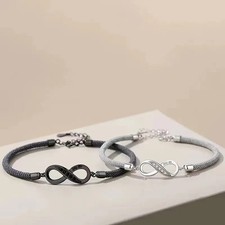 Pulsera símbolo infinito pareja, pulsera trenzada ajustable