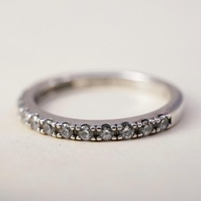 Size 8.25, vintage sterling 925 silver ring cluster CZ, stackable wedding band