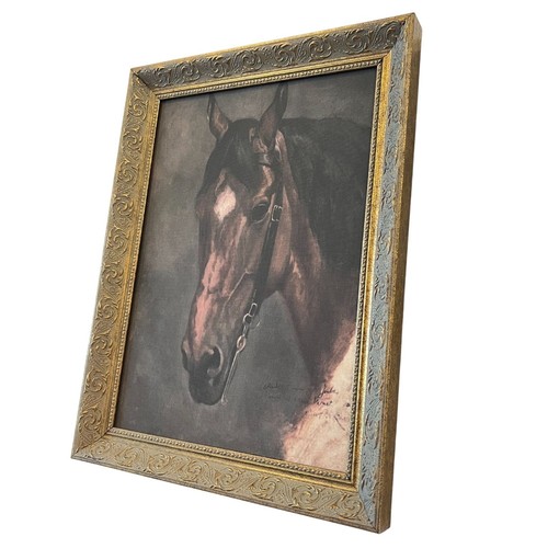 Framed Timeless Horse Canvas Reprint W/ Ornate Gold & Blue Frame Equestrian Art - Picture 7 of 9