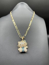 Hello Kitty Lab Diamonds Pendant 14K Gold Plated Necklace NEW