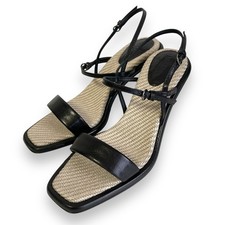 23SS Max Mara Stiletto Strap Sandals 38 Approx.9.6"" Black Beige Women USED
