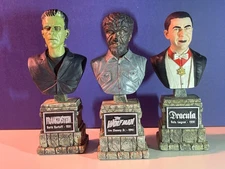 3 Sideshow UNIVERSAL MONSTERS 2004 Legacy DRACULA Wolfman FRANKENSTEIN Mini-Bust