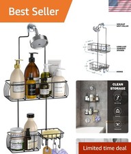 Shower Caddy Hanging Over Head Rustproof Metal 2 Tier Storage Organizer