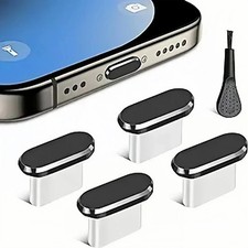 USB C Dust Plug With Cleaning Brush, Metal Type C Charging Port Cover, Anti Dust