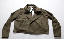 Vigoss Women's Faux Suede Solid Unlined Moto Jacket BL1 Olive Medium NWT
