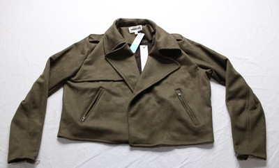 Vigoss Women's Faux Suede Solid Unlined Moto Jacket BL1 Olive Medium NWT