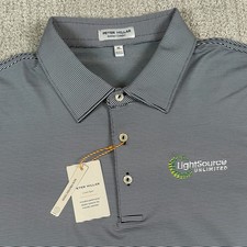 NWT Peter Millar Men  s XL Blue Striped Crown Sport Performance Golf Polo Shirt