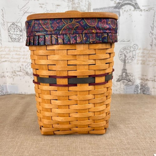 Longaberger 1995 Fathers Day Mini Waste Basket with Liner, Lid, and Protector - Picture 4 of 8