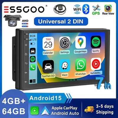 7' Double 2 Din Android 15 Touch Screen Car Stereo Radio GPS WIFI BT Carplay AHD