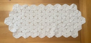 28" Vintage White Oblong Crocheted Doily  12" Wide