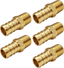 5Pack Brass PEX Pipe Fitting, 1/2" PEX x 1/4" NPT Male Adapter Compatible with