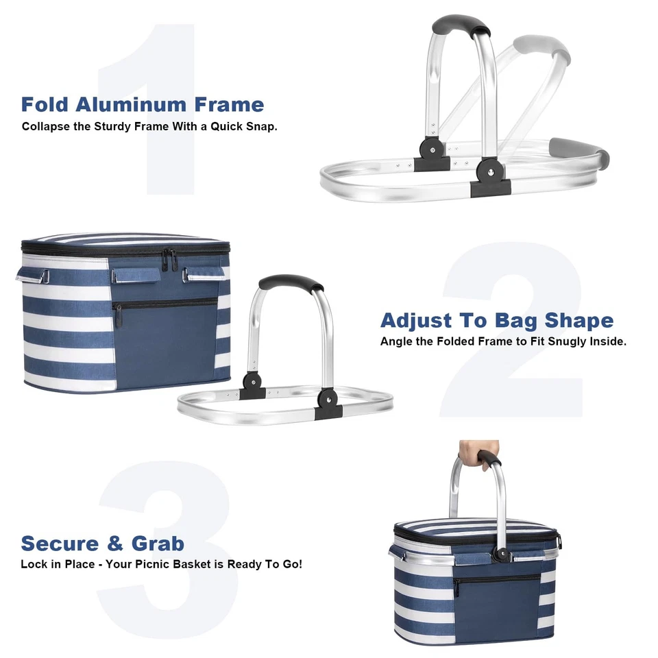 Cesta de picnic ALLCAMP - Enfriador aislado, cesta de picnic plegable espesante con... Foto 3 de 4