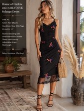 NWT x REVOLVE Solange Dress in Noir HOUSE OF HARLOW 1960 size XS festive party