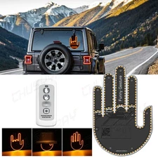Orange LED Middle Finger Light Hand Finger Gesture Light w/Remote Car Sign Light