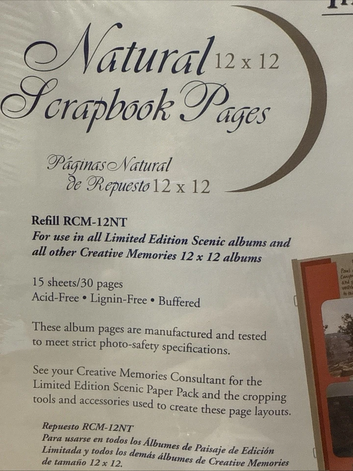 MEMORIAS CREATIVAS 2 Paquetes Estilo Antiguo 12x12 Recarga Álbum de Recortes Páginas Natural Nuevo en Paquete Foto 4 de 4