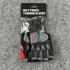 Ethos Half Finger Training Gloves Mens Small Gray Wrist Wrap Microfiber Lifting