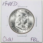 1948-D 50C Franklin Half Dollar in Choice BU Condition FBL Full Bell Lines #6458