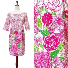 Lilly Pulitzer Livie Floral Sheath Dress in Color By Numbers Pink Green Size 4
