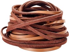 TeeLiy 3mm Flat Genuine Leather Cord, Strip Cord Braiding String Flat, Tan