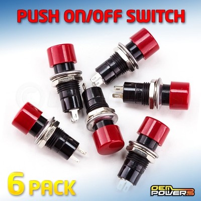 6 X RadioShack SPST Push On/Off Switch 3A 125V 1/2'' Hole #2750011 BULK PACK NEW