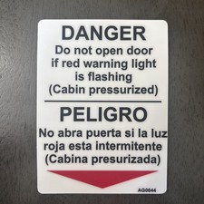 Genuine Aircraft Danger Do Not Open Cabin Pre...