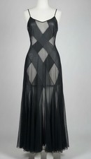 Vintage Fredericks of Hollywood Maxi Slip Dress Size XL Mesh Lingerie Y2K Goth