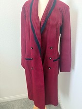 Women’s Vintage Red Black Plaid USA Made Trench Coat Rare M/L
