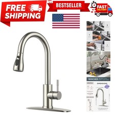 Brushed Nickel High Arc Kitchen Faucet with Pull Down Sprayer for Any Space