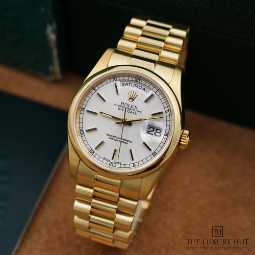 Rolex Day-Date 118208 - 2001, With Box & Papers 36mm 18ct Yellow Gold Silver ...