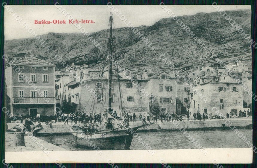 Croatia Croatia Bescanuova Baska Pier Boat postcard RT6795