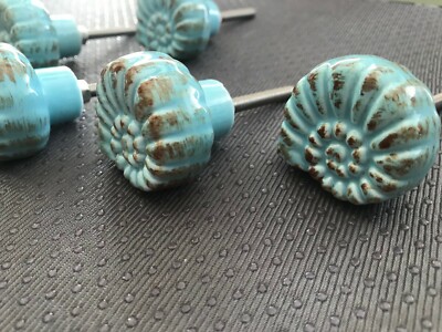 Sea Green Aqua Conch Shell Decorative Dresser Drawer Pull Knob