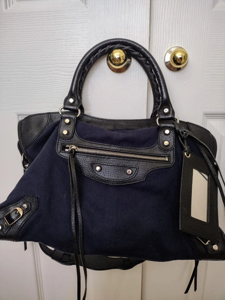 Authentic Balenciaga Denim City Bag - Image 3 of 4