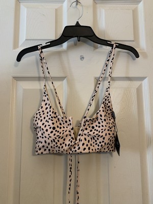 ZAFUL Women's Leopard Bikini Top V Wired Animal Print Swimsuit Size 4