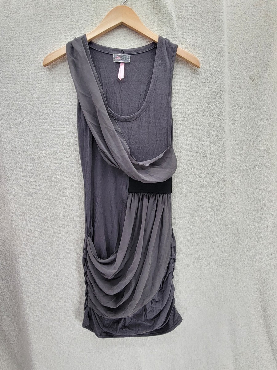 lipsy grey dress London Gray Draped Sleeveless Size-S Maxi dress