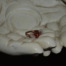 handmade copper wire wrapped rose ring, rose quartz, size 7.5 dainty, woman's
