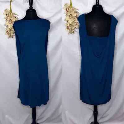 COS Women's Teal Blue Midi Tank Dress With Attached Cape Size Small GUC Vintage