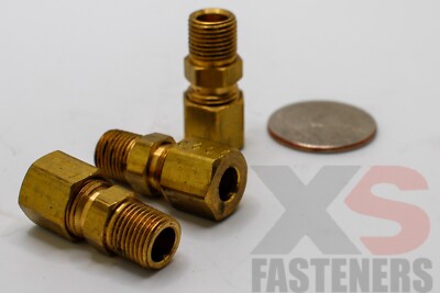 1/4'' OD x 1/8'' MPT #68 Brass Compression Fitting Male Connector (100 PCS)
