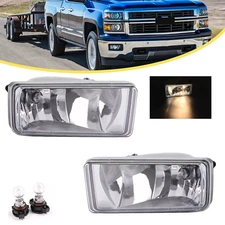 Pair Front Bumper Fog Light Lamp w/Bulbs For 2007-2015 Chevy Silverado 1500 2500