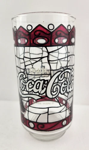 Vintage Coca-Cola Tiffany Style Stained Drinking Glass Hardee's Promotion