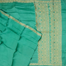 Vintage Green Sarees 100 Pure Silk Woven Indian Sari 5YD Craft Decor Fabric