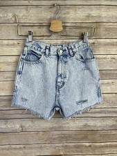 Vintage Jordache Jeanjer Size 2  Acid Washed Denim Shorts Frayed Hem Boho Hi