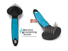 Master Grooming Tools V-RAKE DOUBLE ROW PIN RAKE COAT Hair Dematting Mat Breaker